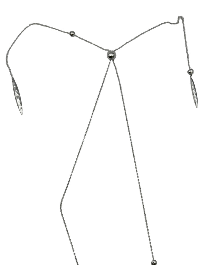 Silver Adjustable Necklace with Beads