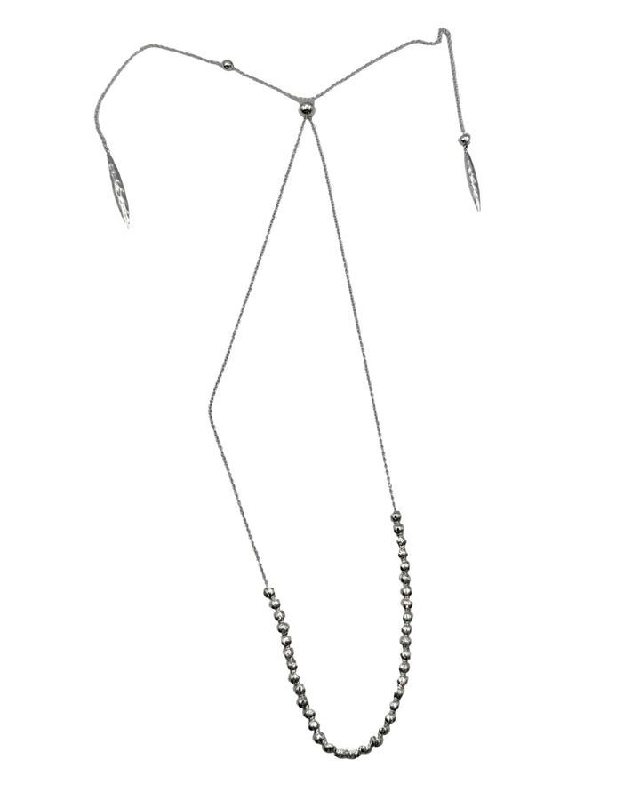 Silver Adjustable Necklace with Beads