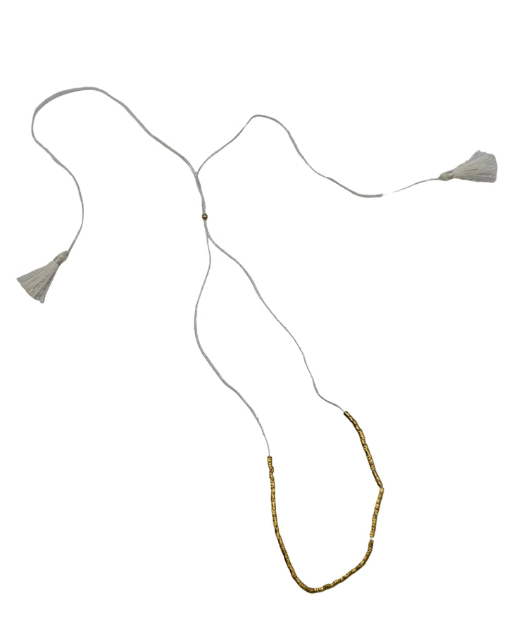 Gold Beaded Adjustable Rope Necklace