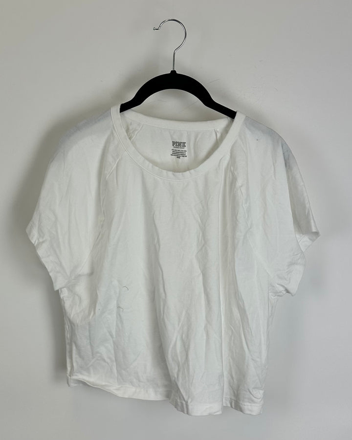 Victoria's Secret PINK White Cropped T Shirt - XXL