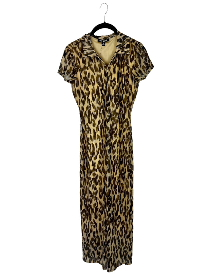 Leopard Print Short Sleeve Dress- Size 2/4