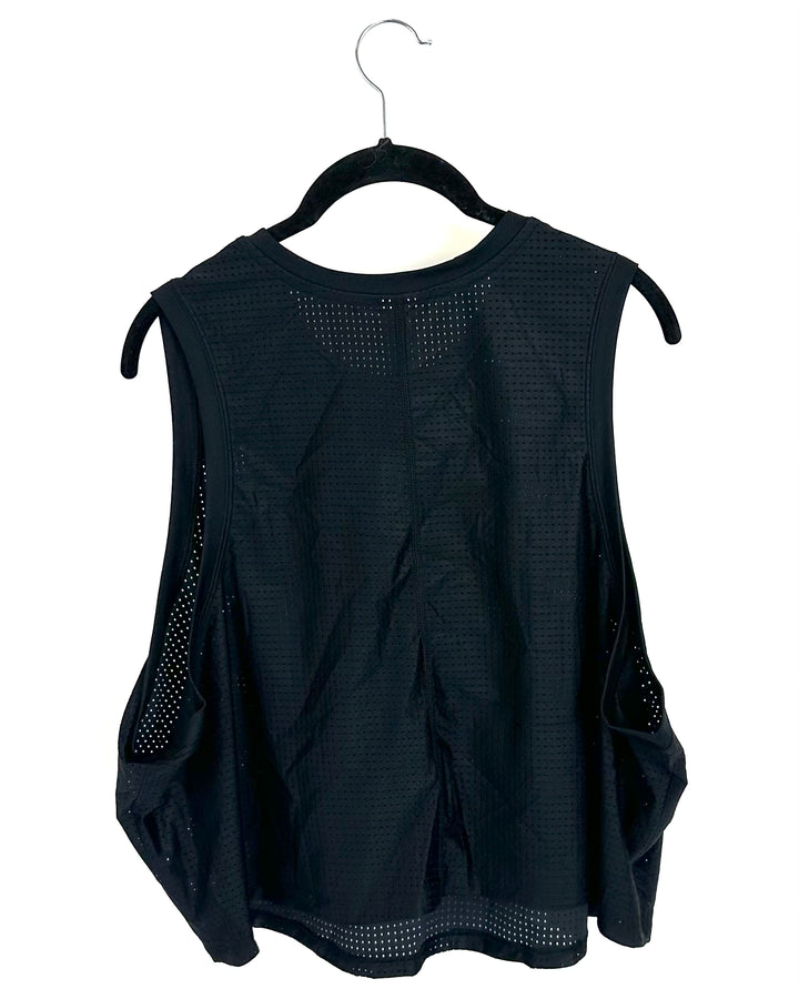 Fabletics Black Mesh Athletic Tank Top - XXL