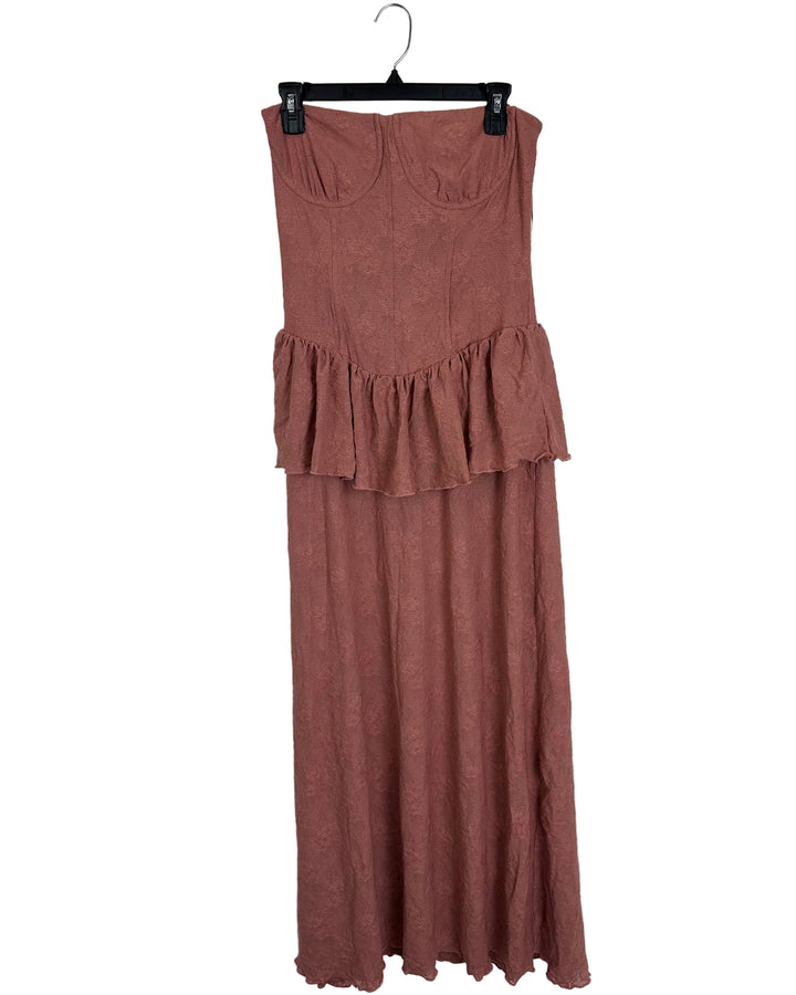 WeWoreWhat Rose Pink Strapless Lace Dress - Size 16