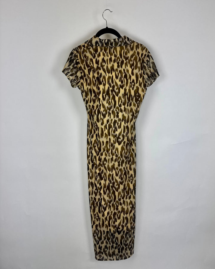 Leopard Print Short Sleeve Dress- Size 2/4
