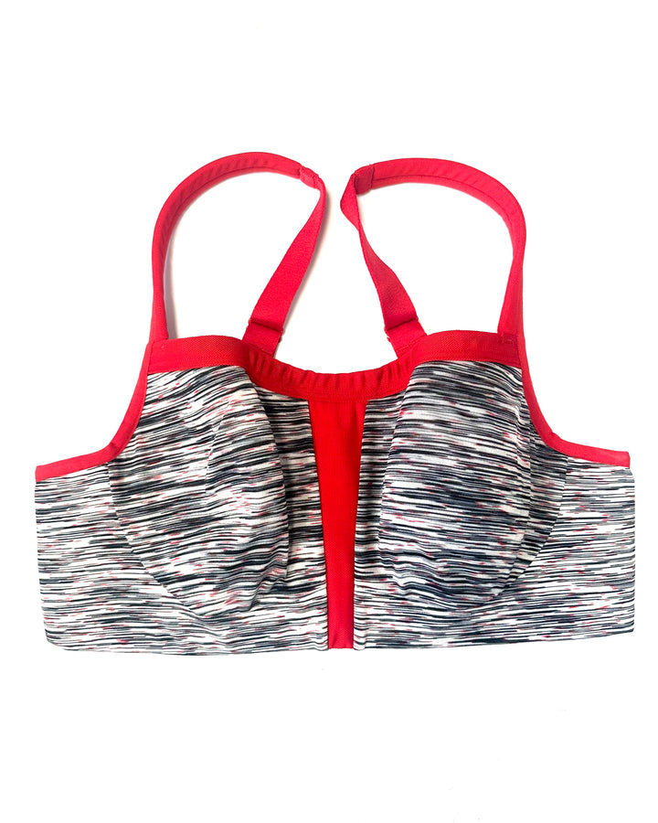 Red & Striped Full Support Sports Bra - 34B