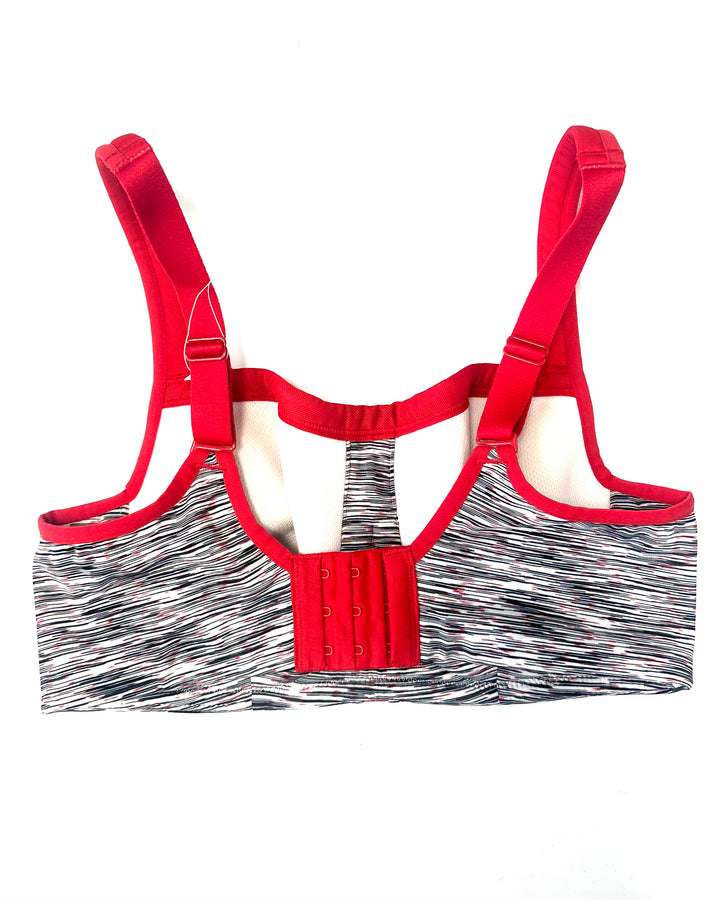 Red & Striped Full Support Sports Bra - 34B