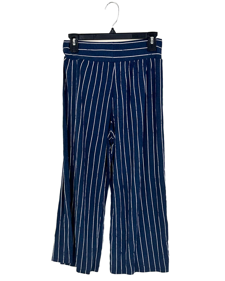 Navy Blue Striped Sleepwear Pants - Small