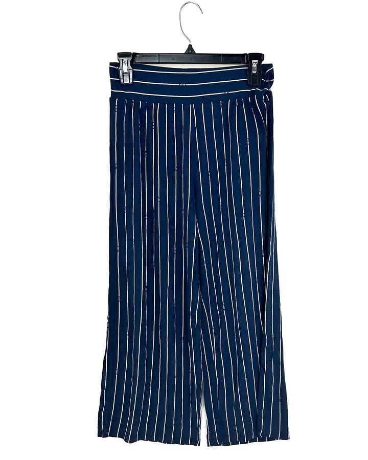 Navy Blue Striped Sleepwear Pants - Small