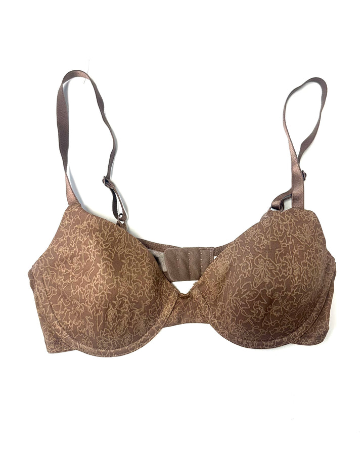 Brown Two Tone Floral Bra - 34B