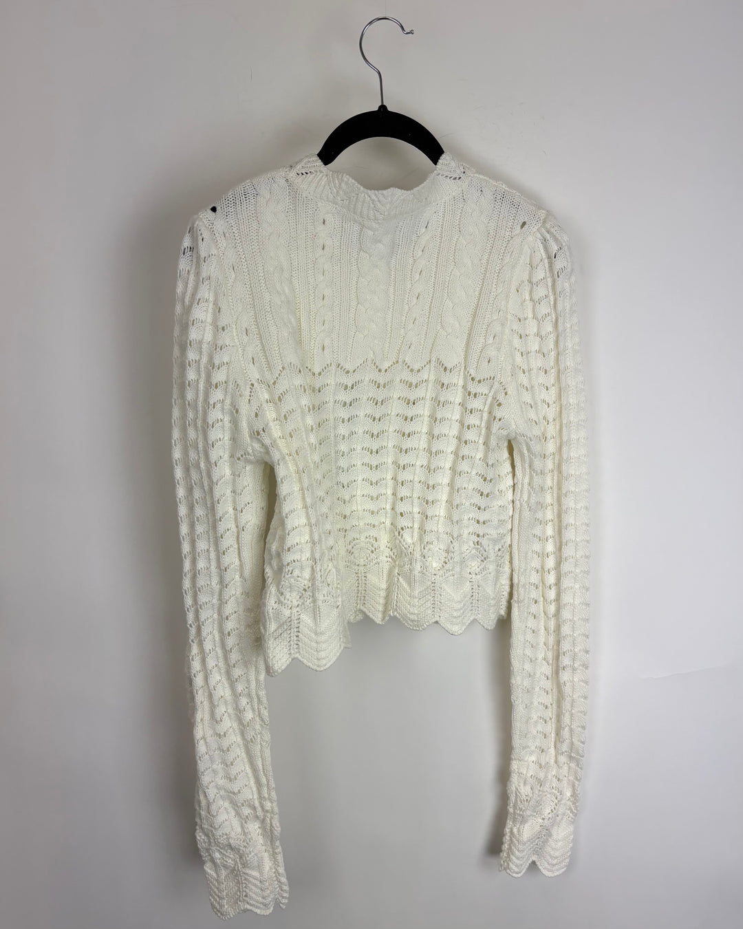 White Tight Knit Button Down Cardigan - Size 0/2