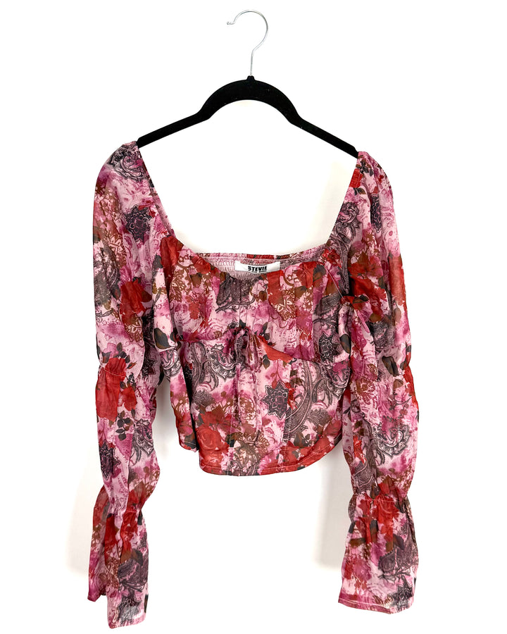 Floral Sheer Off the Shoulder Top - Size 2/4