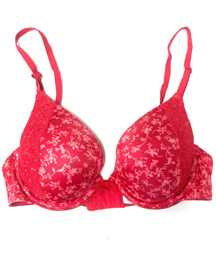 Magenta Floral Lace Bra - 34B