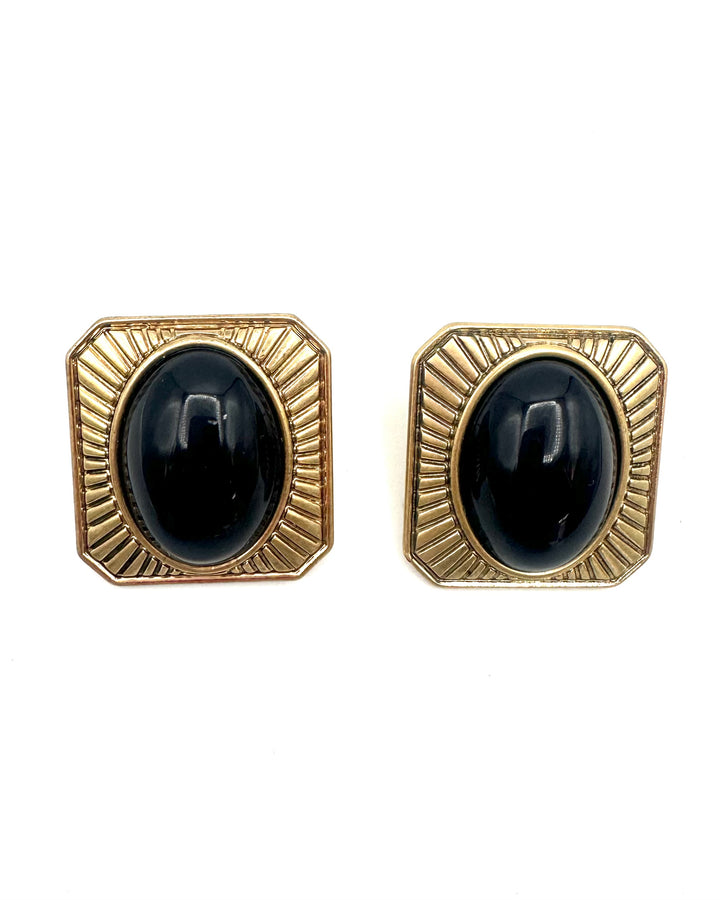 Dark Gold and Black Square Earrings