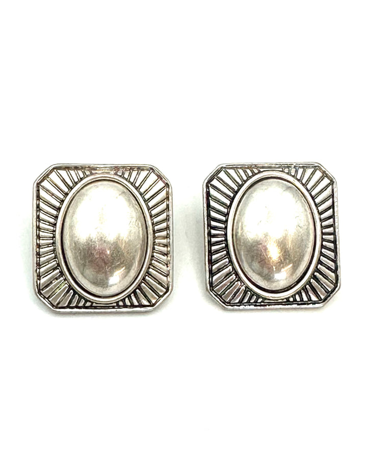 Dark Silver and Black Square Earrings