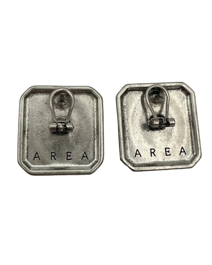 Dark Silver and Black Square Earrings