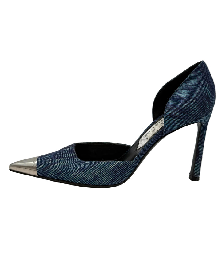 Blue Textured Denim Pumps - Size 39