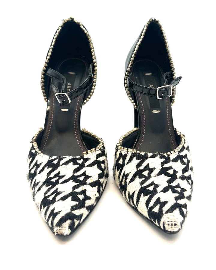 Black and White Houndstooth Heels - Size 40