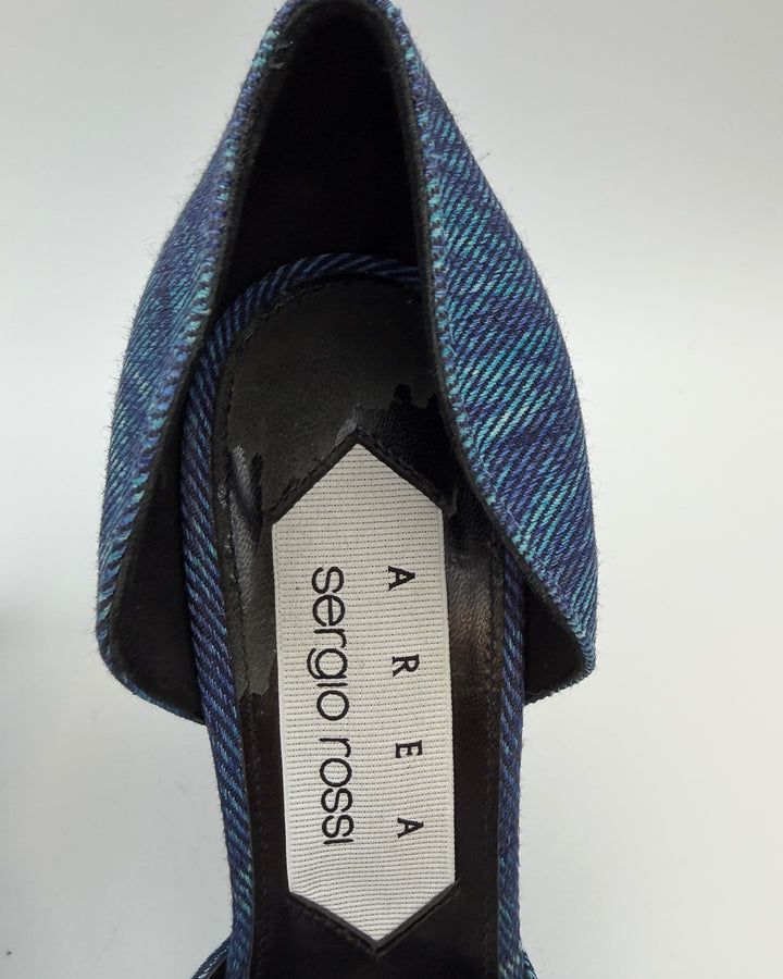Blue Textured Denim Pumps - Size 39