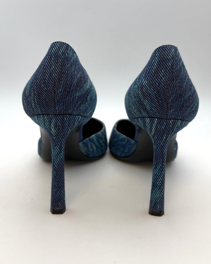 Blue Textured Denim Pumps - Size 39