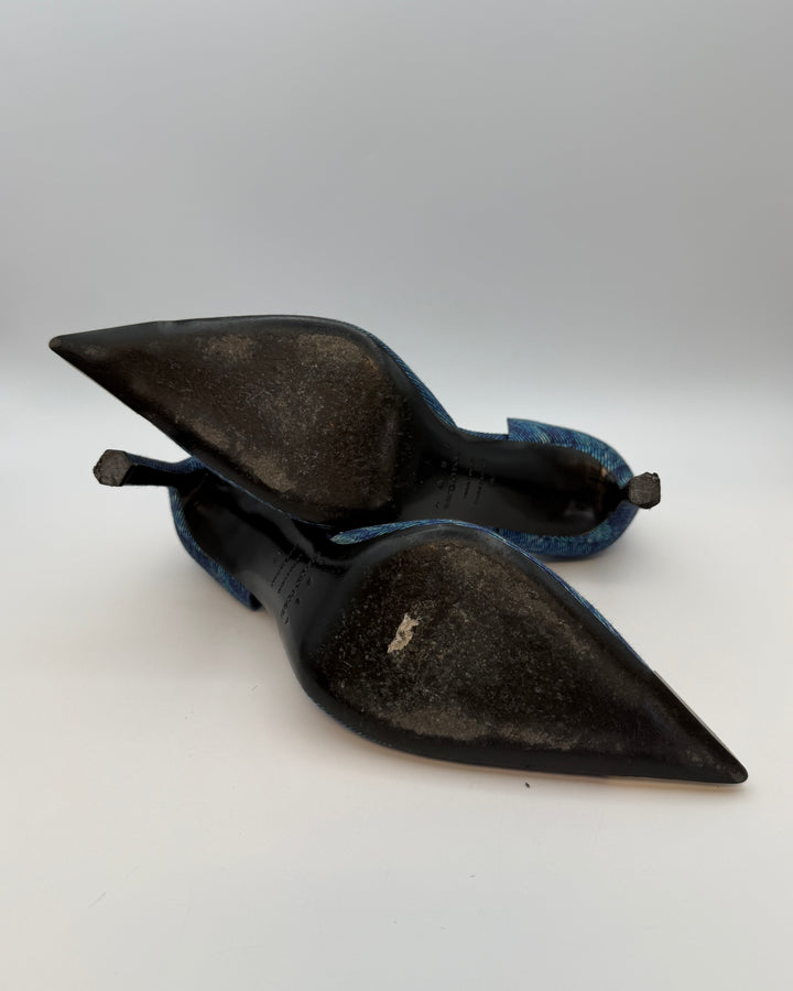 Blue Textured Denim Pumps - Size 39