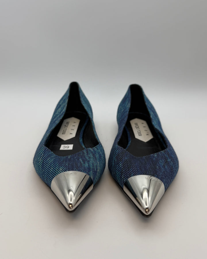 Cerulean Blue Textured Flats - Size 39