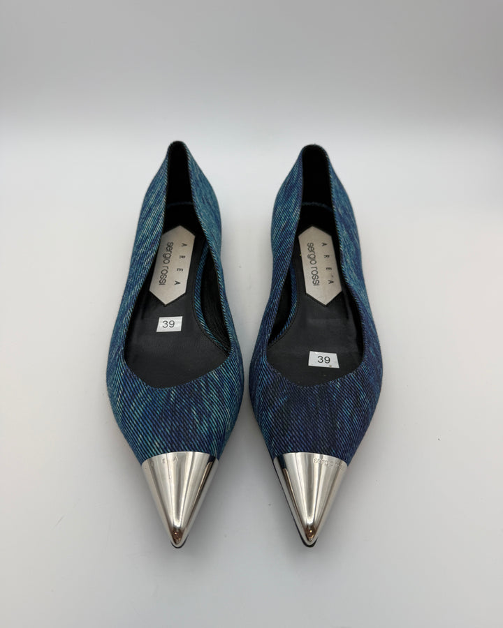 Cerulean Blue Textured Flats - Size 39