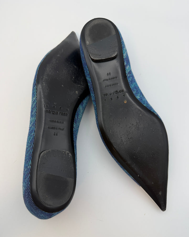 Cerulean Blue Textured Flats - Size 39