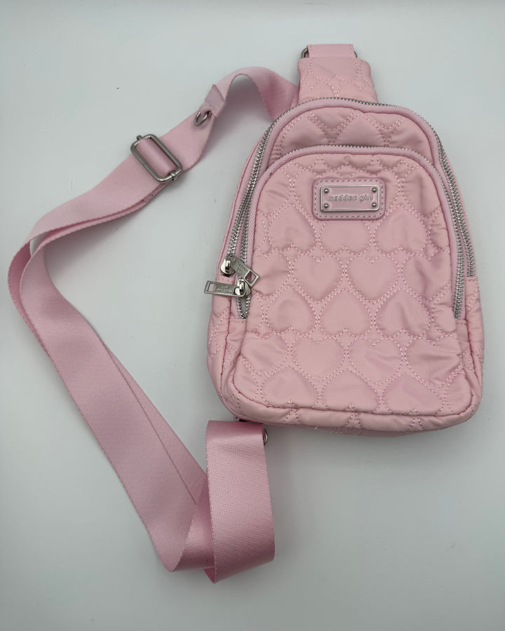 Pink Heart Stitch Sling Bag