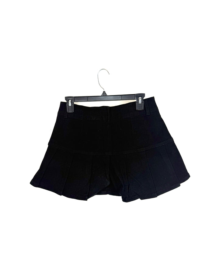 Black Denim Pleated Mini Skort - Size 2/4
