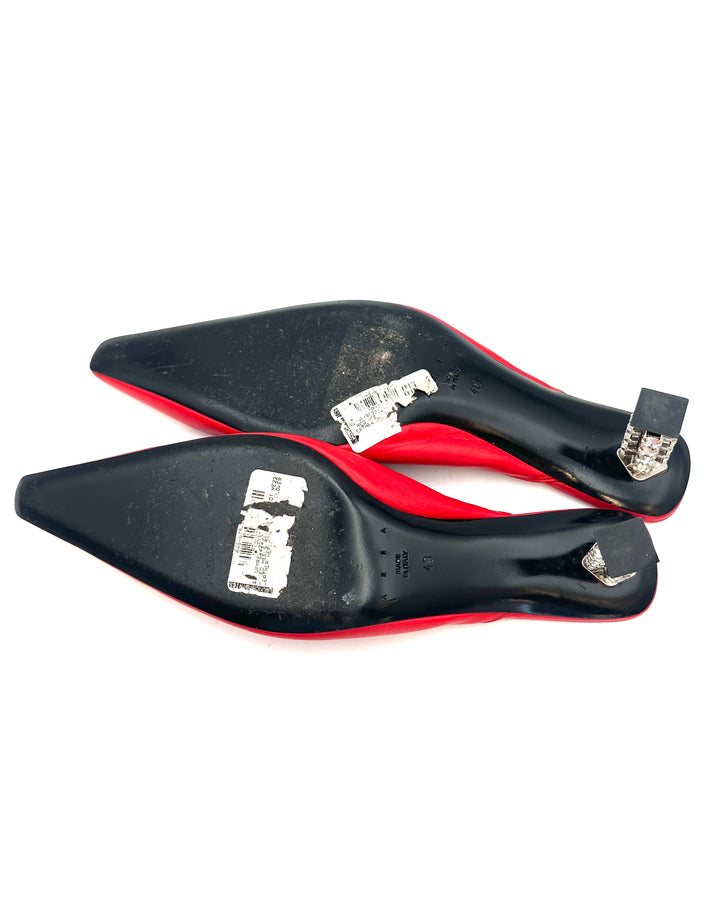 Red Floral Gem Stone Kitten Heels - Size 40