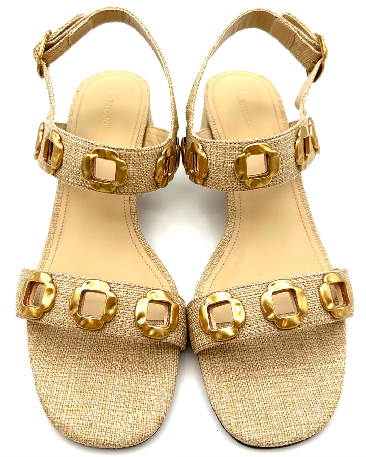 Raffia and Gold Sandals - Size 11