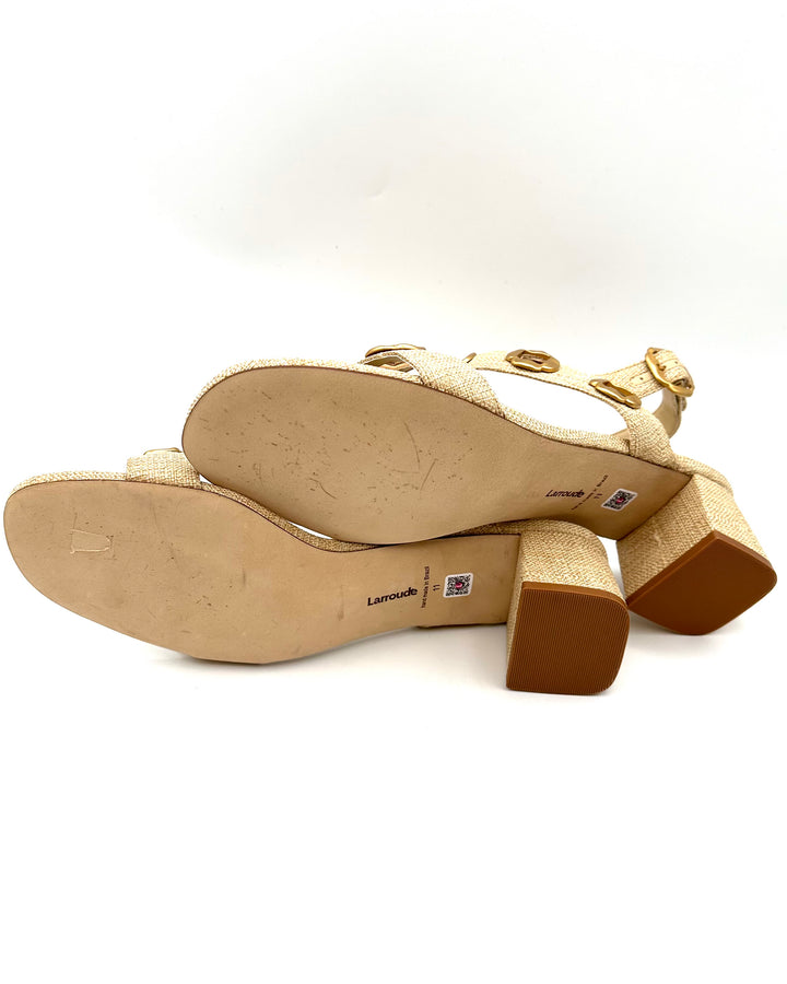 Raffia and Gold Sandals - Size 11