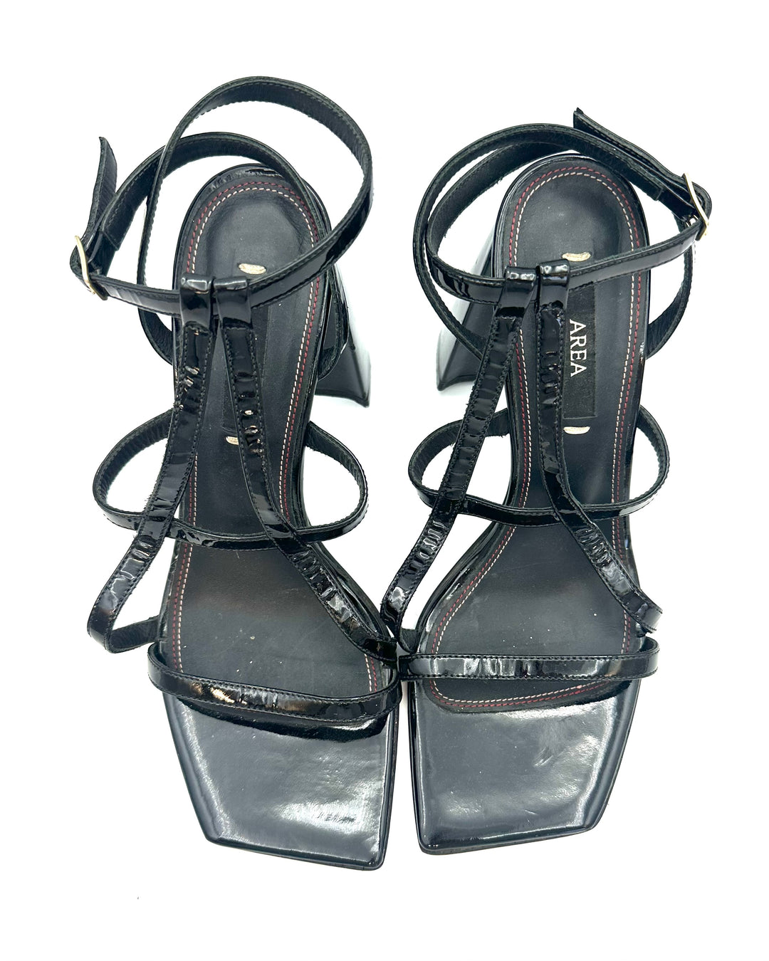 Black Patent A Front Block Heels - Size 39