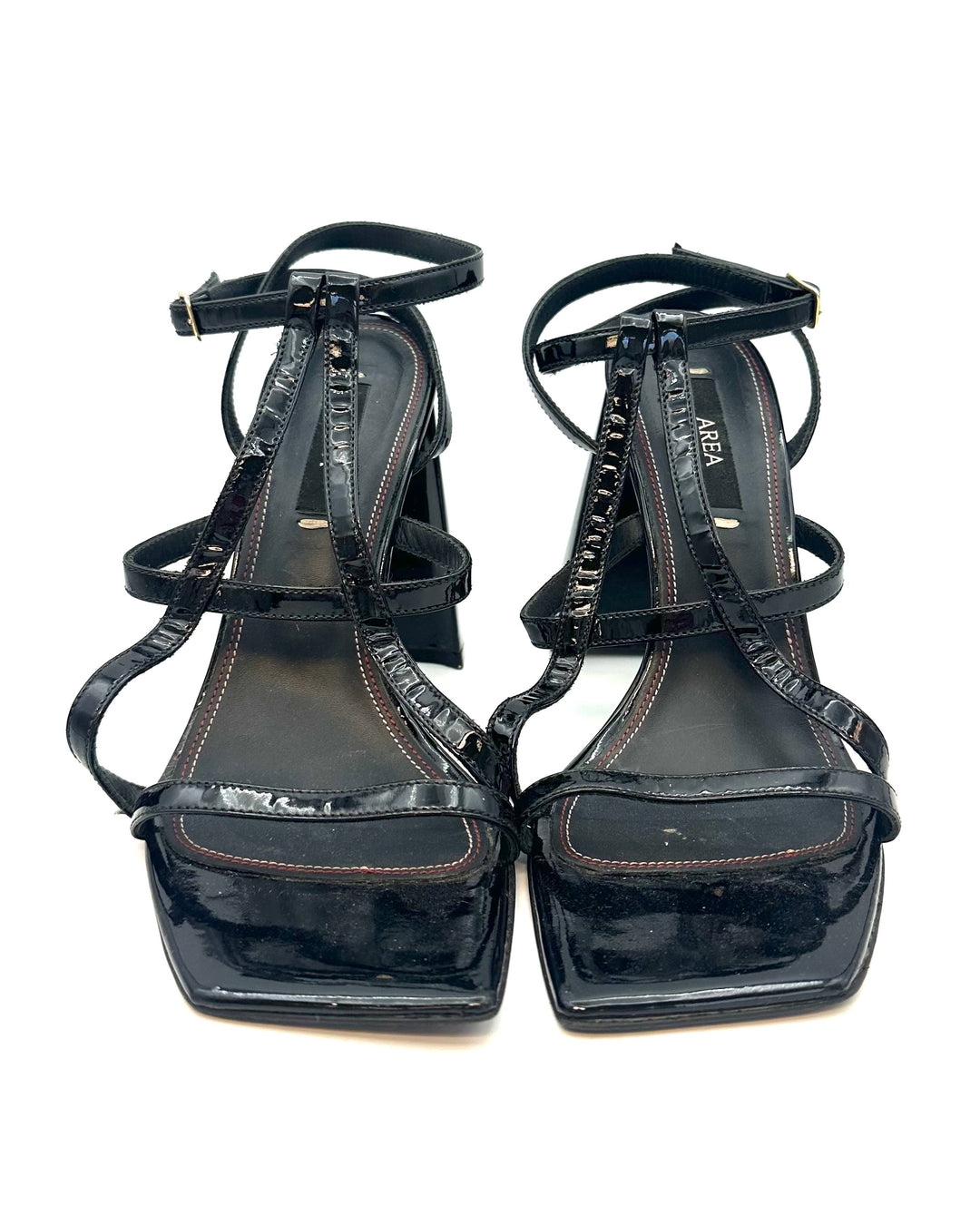 Black Patent A Front Block Heels - Size 39