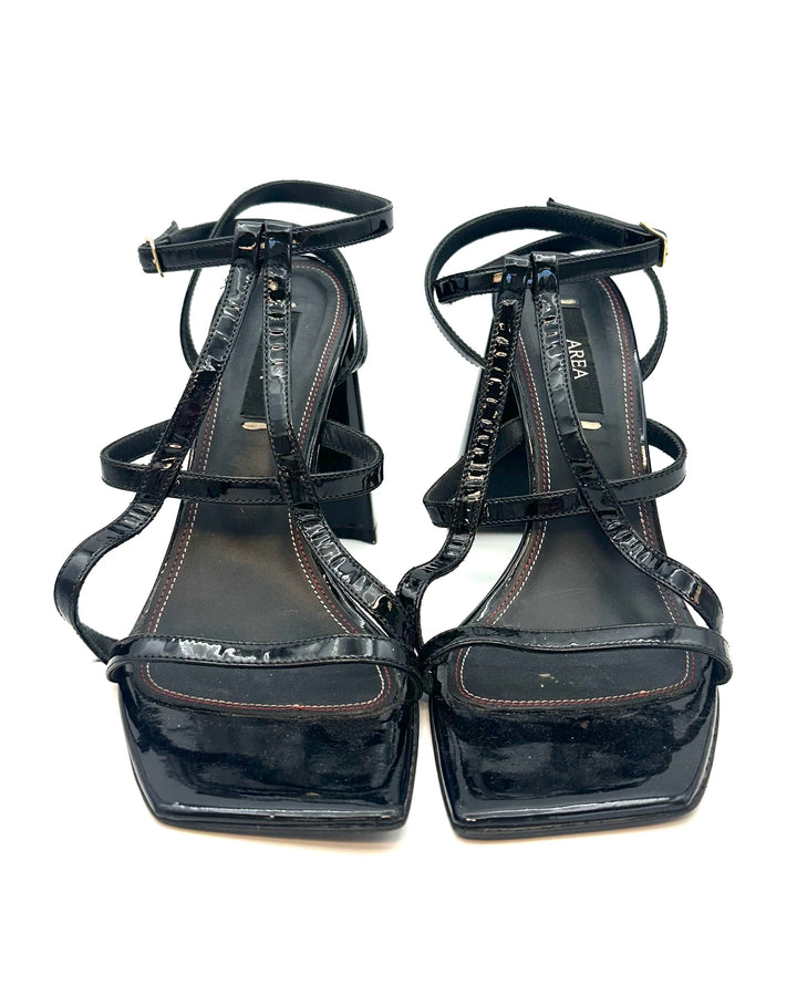 Black Patent A Front Block Heels - Size 39