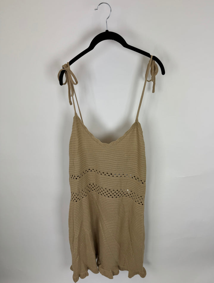Tan Crochet Knit Dress - Size 2X