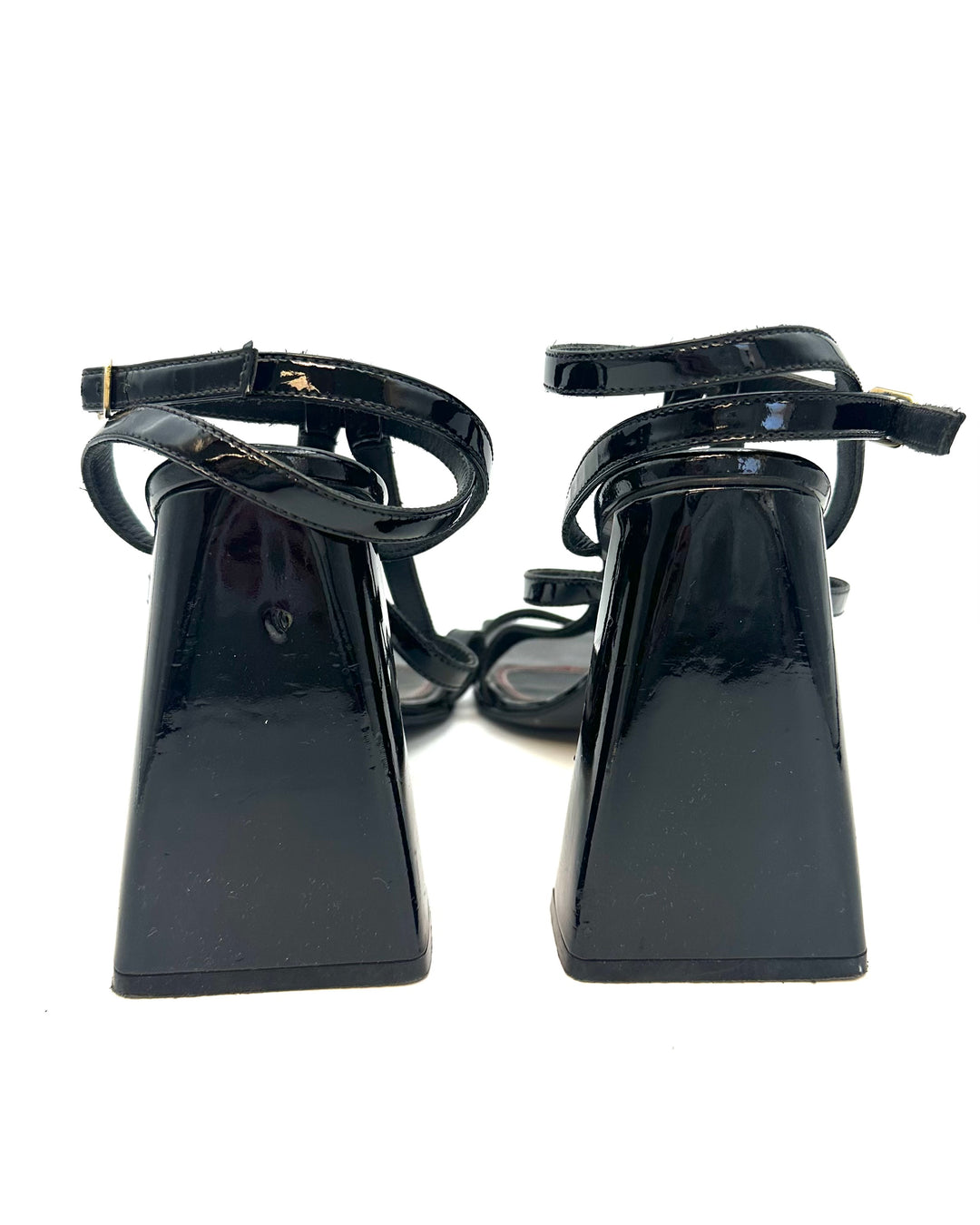 Black Patent A Front Block Heels - Size 39