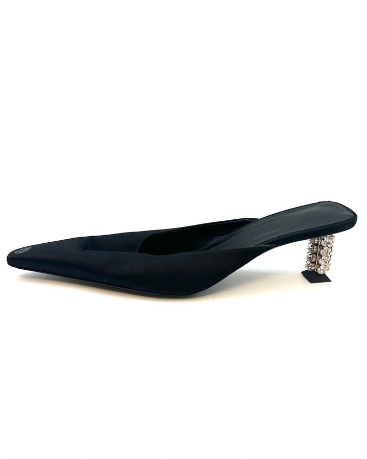 Black Satin Kitten Heels - Size 40