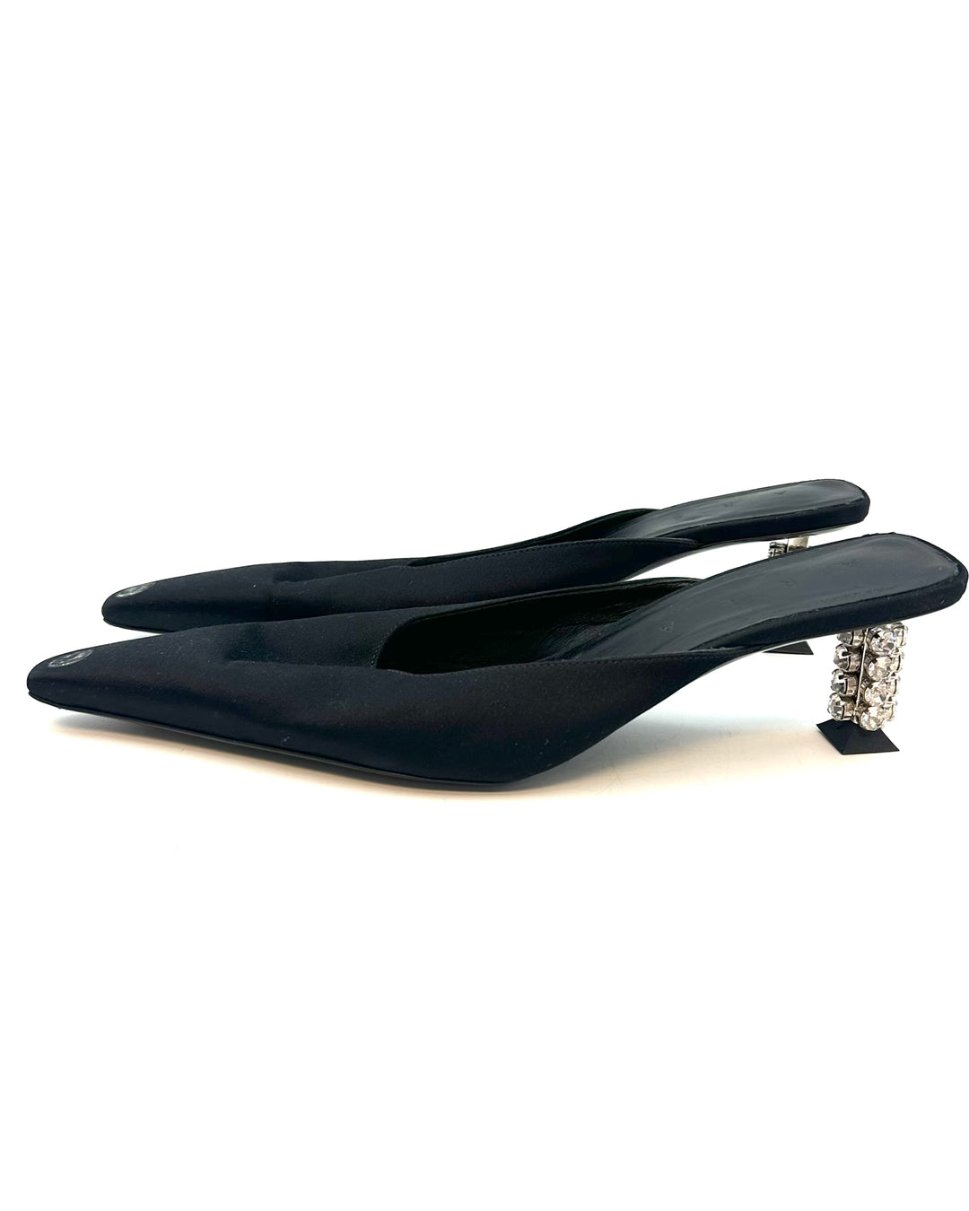 Black Satin Kitten Heels - Size 40