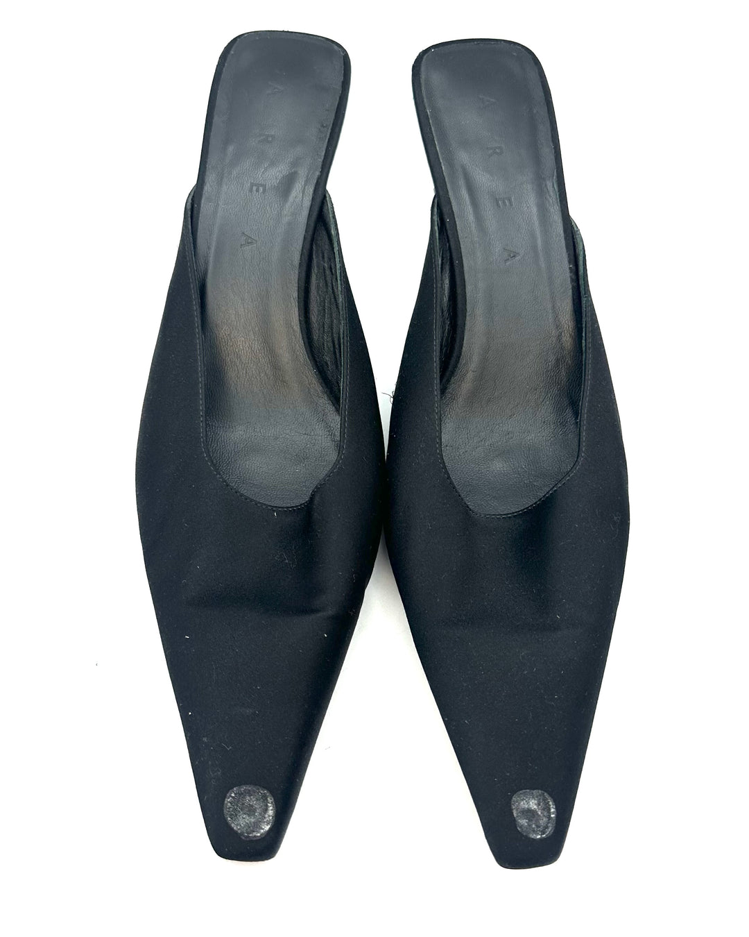 Black Satin Kitten Heels - Size 40