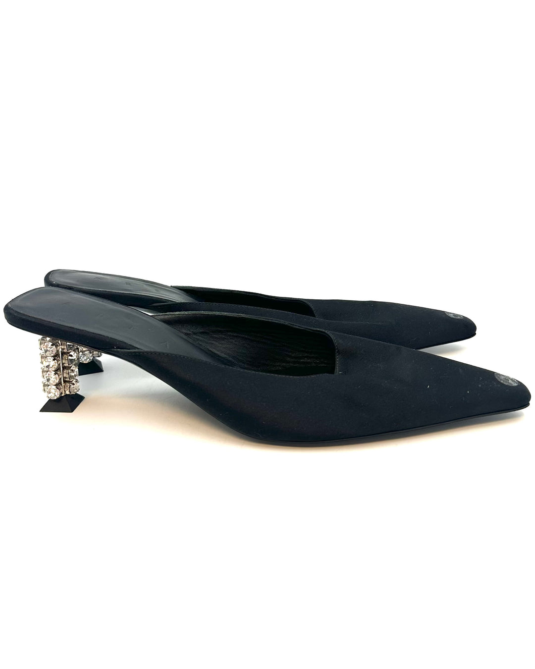 Black Satin Kitten Heels - Size 40
