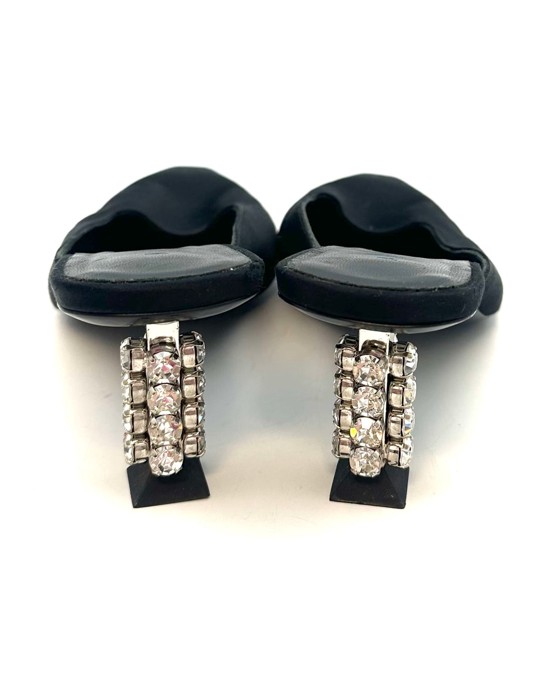 Black Satin Kitten Heels - Size 40