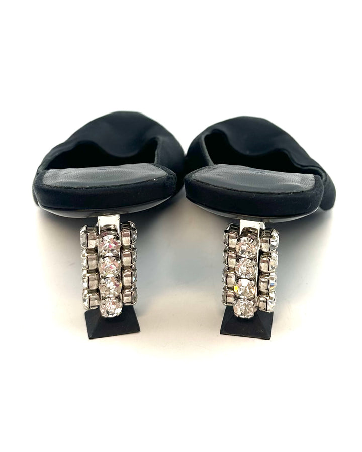 Black Satin Kitten Heels - Size 40