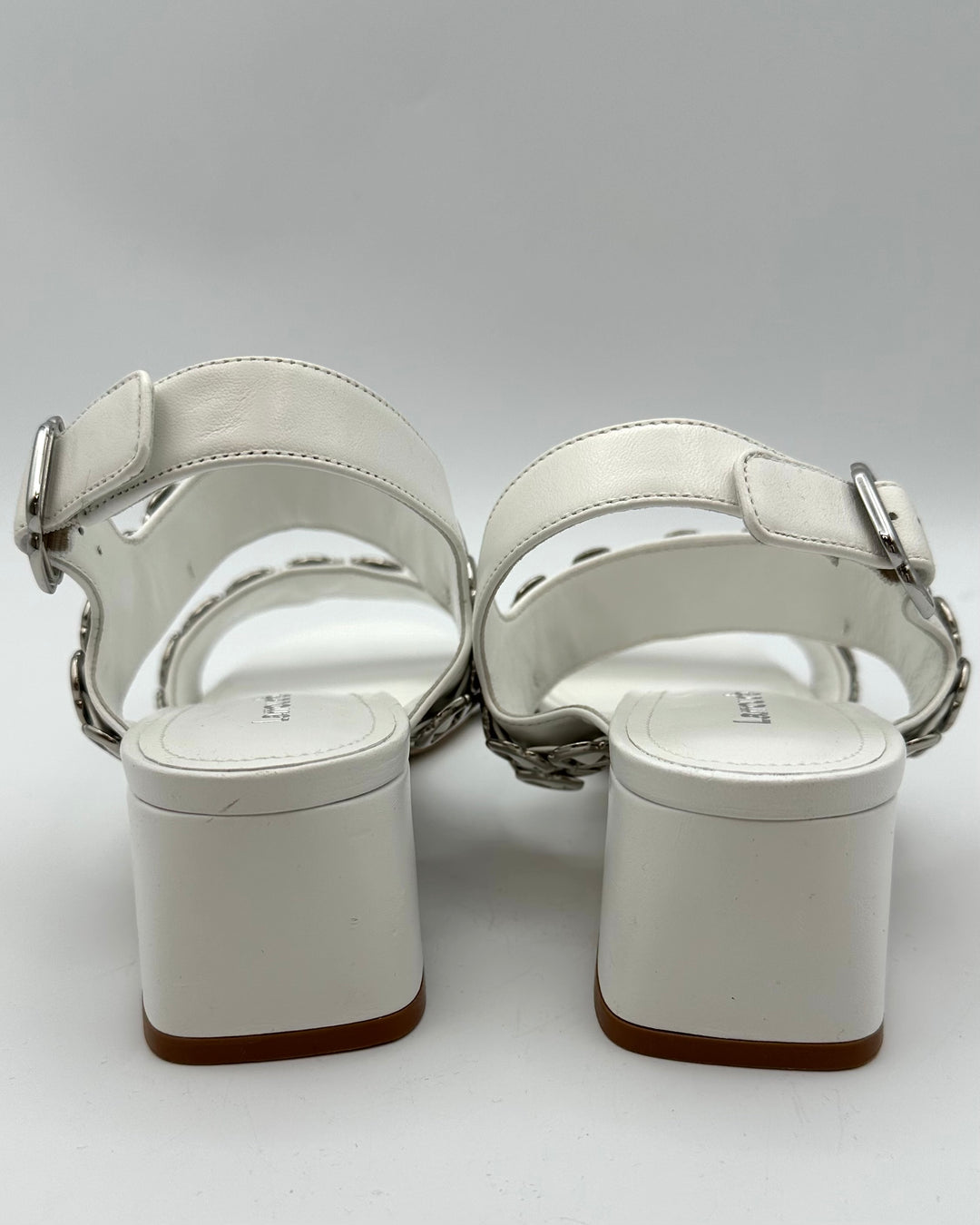 White and Silver Buckle Sandals - Size 6.5