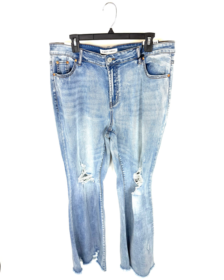 Ripped Low Rise Flare Jeans - Size 18