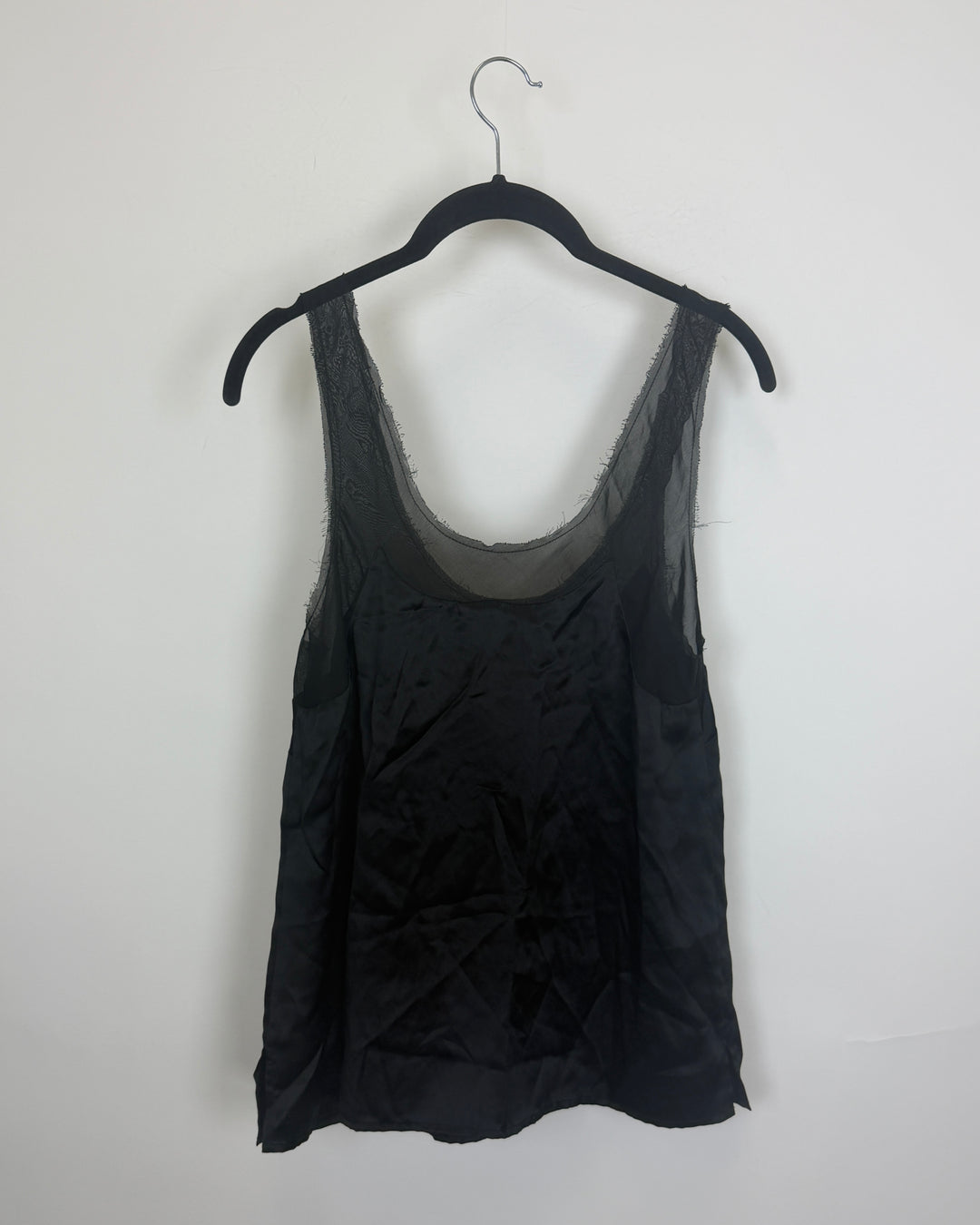 Black Sheer Trim Tank Top - Size 2/4