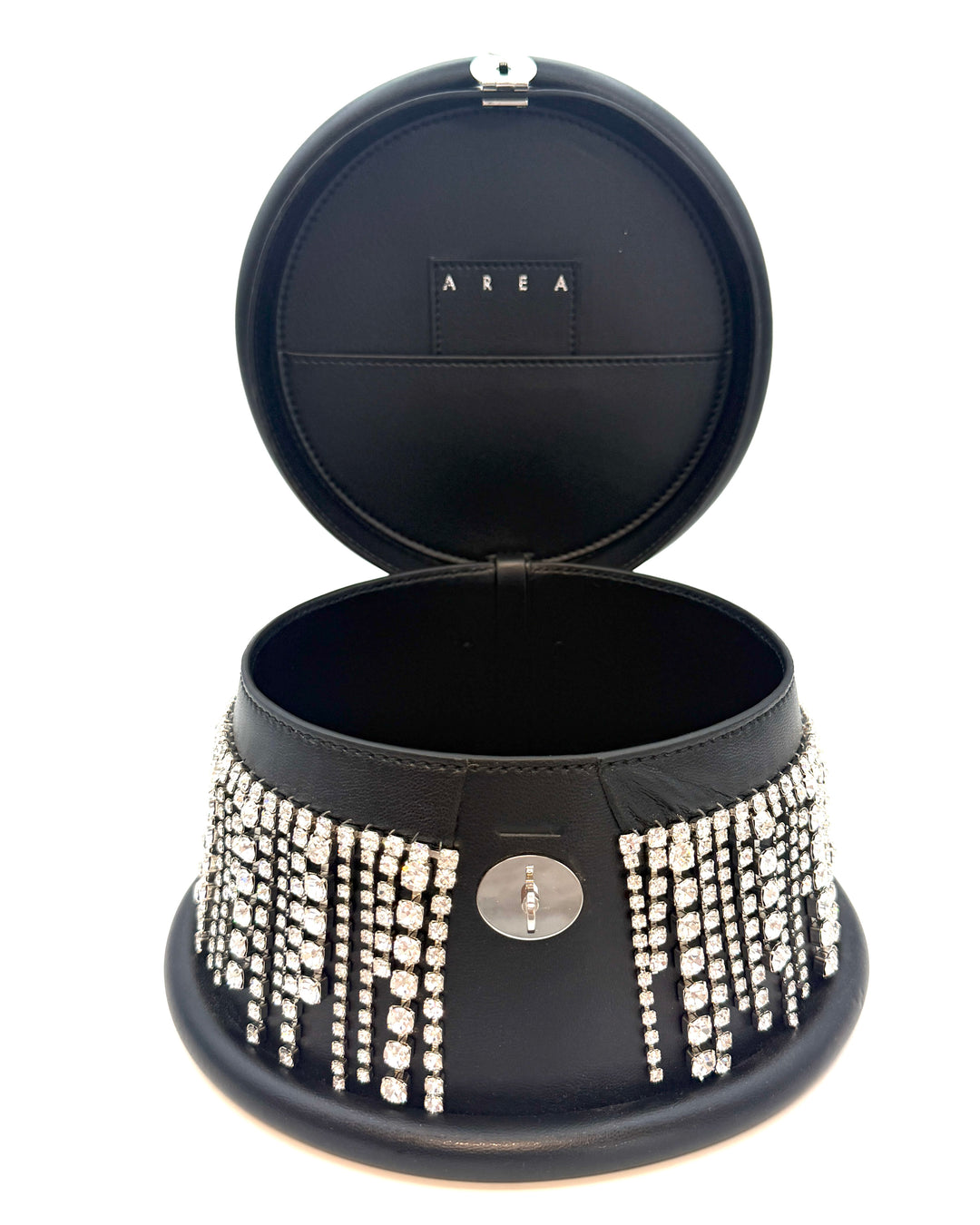 Black with Rhinestone Fringe Round Handbag