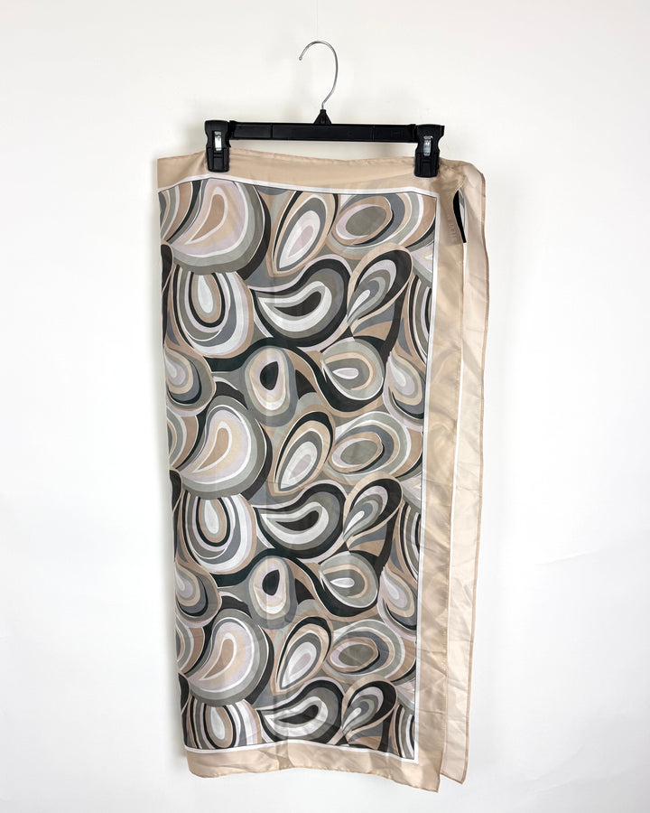 Beige Printed Square Scarf