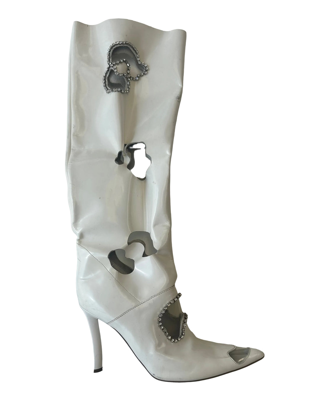 White Cutout Boots - Size 41