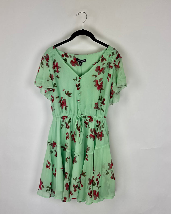 Mint Green Floral Dress- Size 2/4